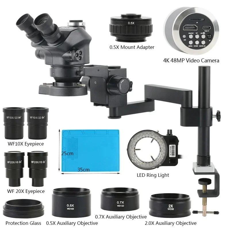Stereo Trinocular Microscope Pcb - 3.5X-200X Zoom Trinocular Articulated Arm Fold