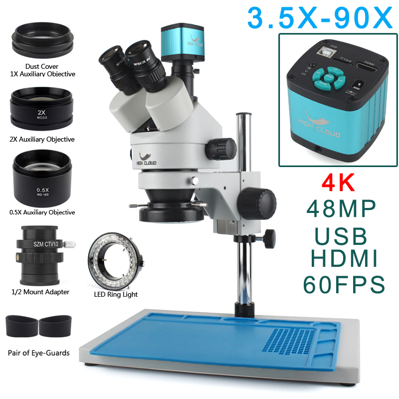 3.5X-90X Simul-Focal Stereo Tr - огляд і ціна Stereo Trinocular Microscope Pcb