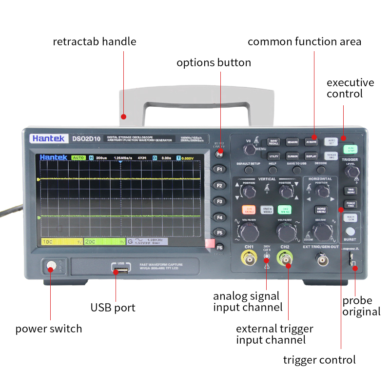 Hantek DSO2D10 Digital Storage - огляд і ціна Digital Storage Oscilloscope 100Mhz