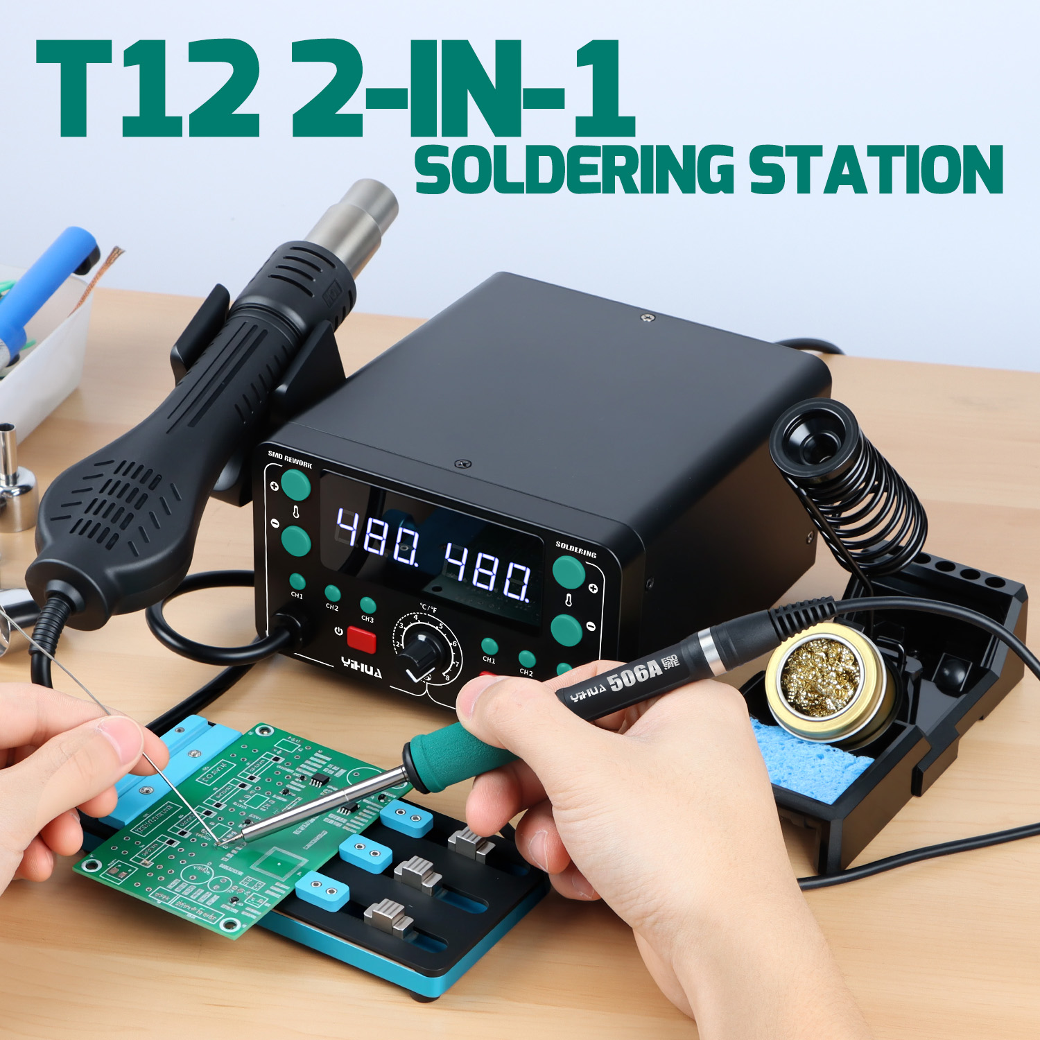 902D-IV 775W T12 Soldering Iro - огляд і ціна Hot Air Rework Station T12