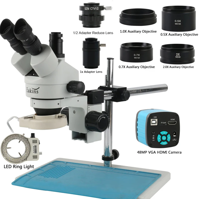 48MP 4K HDMI USB Video C Mount - огляд і ціна Stereo Trinocular Microscope Pcb