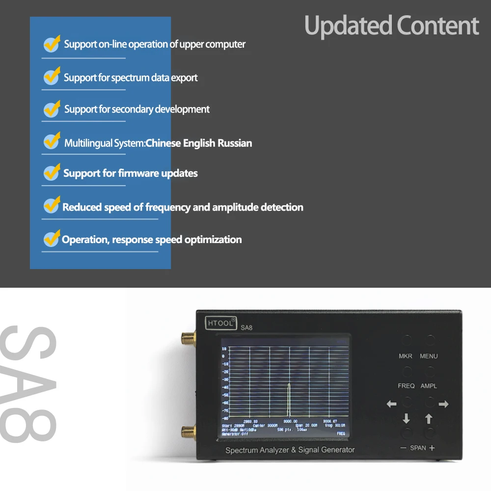 HTOOL SA8 Spectrum Analyzer 35 - огляд і ціна Signal Generator Spectrum Analyzer